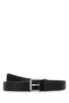 Prada Men Black Leather Belt In Black
