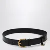 Prada Leather Belt With Engraved Buckle In Black