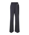 Prada Embellished Wool Gabardine Wide-leg Pants In Blue