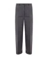 Prada Pleated Turn-up Hem Trousers In Gray