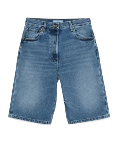 PRADA PRADA LOGO-PATCH DENIM SHORTS