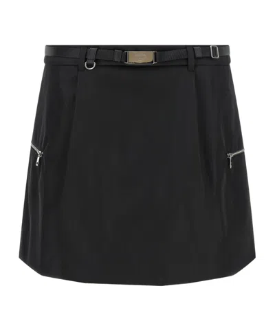 Prada Belt Loop Midi Skirt In Black