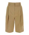 Prada Cotton Bermuda Shorts Front Pleats In Khaki
