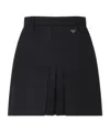Prada Mini Skirt With Belt Loops And Pleats In Black