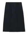 Prada Midi Skirt With Side Slit And Pleats In Blue