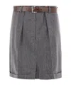 Prada Belt-loop Skirt In Gray