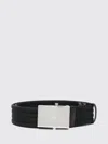 Prada Engraved-logo Woven Belt In Brown