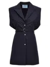 Prada Waist Belted Notched Lapel Sleeveless Knitwear