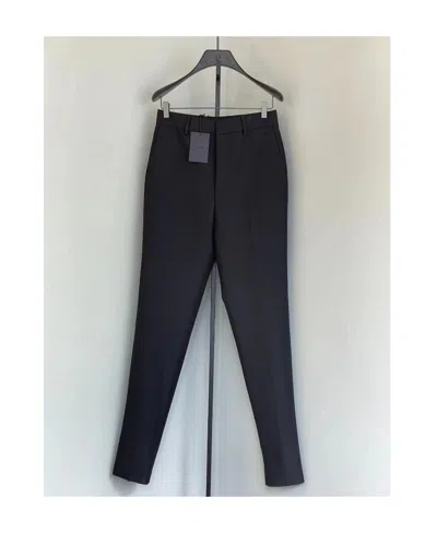 Prada Belt Ring Wool Dress Trousers In Black