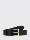 Prada Leather Belt With Logo Plate In Black
