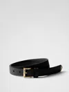 Prada Textured Saffiano Leather Belt With Enamel Triangle Logo In Black