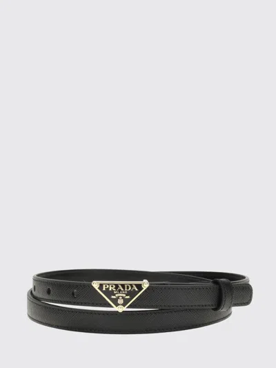 PRADA PRADA TRIANGLE SAFFIANO LEATHER BELT