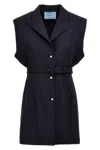 Prada Waist Belted Notched Lapel Sleeveless Knitwear