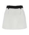 Prada Poplin Mini Skirt Belt Loops Waistband Pleated In White