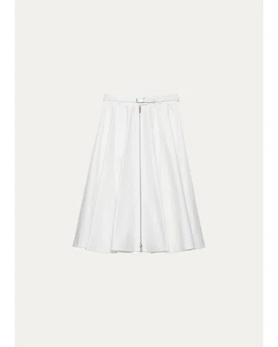 Prada Belted A-line Midi Skirt In Bianco