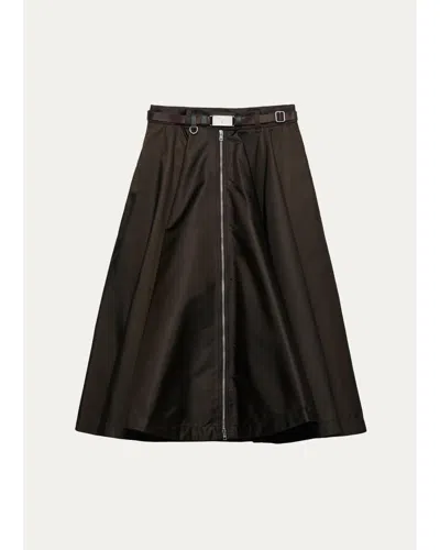 Prada Belted A-line Skirt In Cocoa