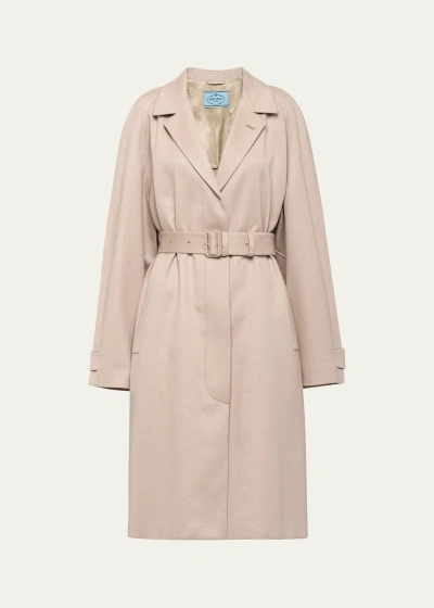 Prada Belted Cashmere Coat In F0572 Argilla