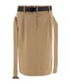 Prada Midi Pencil Skirt With Belt In Brown