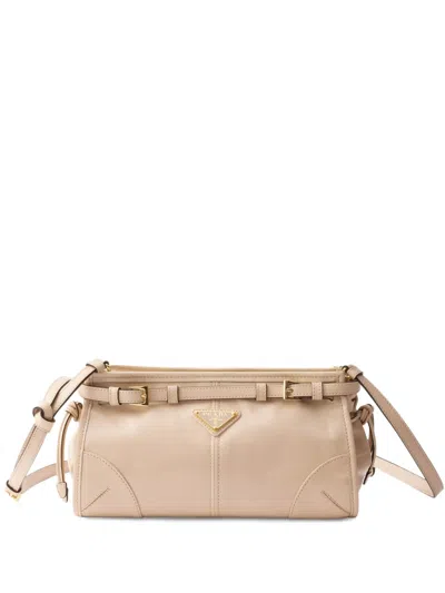 Prada Small Leather Shoulder Bag In Neutral