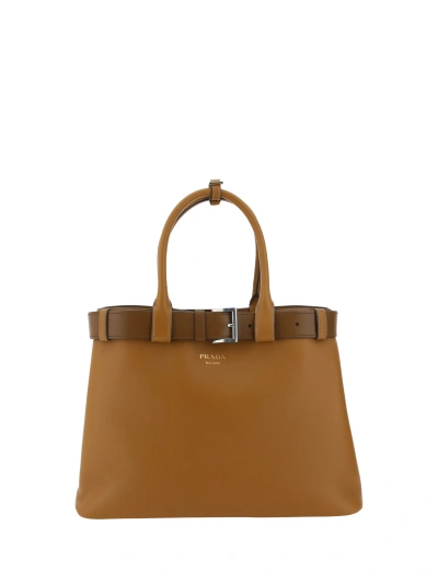 Prada Belted Handbag In Caramel 0