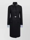 Prada Belted Jacket Embellished Collar Front Pockets In Black
