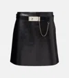 Prada Belted Leather Mini Skirt In Black