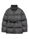 Prada Womens Grey Loden Belted Shell-down Puffer Jacket In Gray