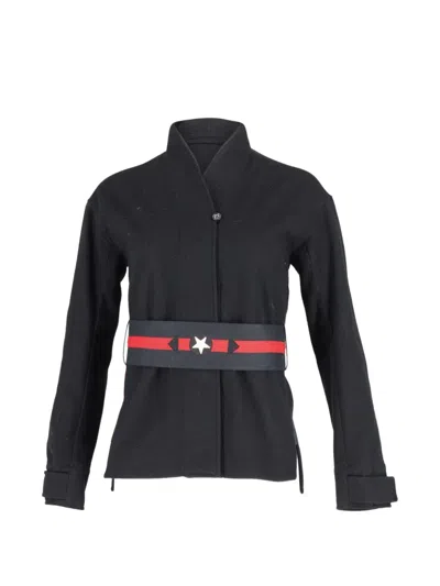 Pre-owned Prada Belted Long-sleeve Jacket In Black