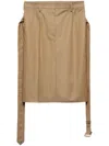Prada Belted Cotton Pencil Skirt In Beige