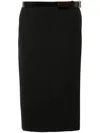 Prada Wool Belted Midi Skirt In Schwarz