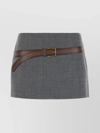 PRADA BELTED MINI SKIRT IN POLYESTER BLEND