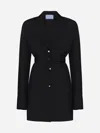 Prada Single-breasted Belted Shirt Jacket In Black