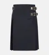 Prada Womens Blue Pleated Buckle-detail Mohair Wool-blend Midi Skirt In Blue