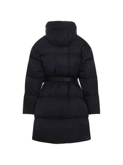 Prada Belted Padded Coat In Animal Print