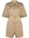 Prada Belted Playsuit In Braun