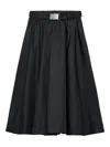 Prada Knee Length A-line Skirt With Belted Waist In Black