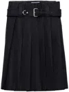 Prada Gabardine Pleated Midi Skirt In Blue
