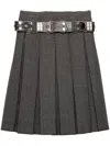 Prada Slate Grey Wool Pleated Skirt With Belt In Grey