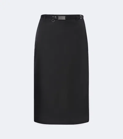 Prada Belted Re-nylon Pencil Skirt In Black