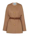 Prada Single-breasted Double Wool Caban Jacket In Nude