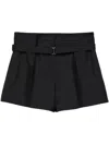 Prada Belted Kid Mohair Shorts In Black