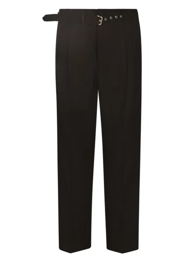 Prada Belted Tailored Trosuers In Black