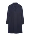 Prada Belted Trench Coat In Blue