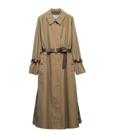 PRADA SINGLE-BREASTED COTTON TWILL TRENCH COAT
