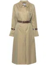 Prada Belted Midi Trench Coat In Grün