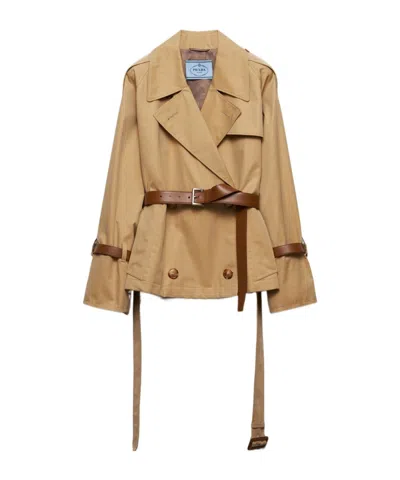 PRADA PRADA DOUBLE-BREASTED BELTED TRENCH JACKET