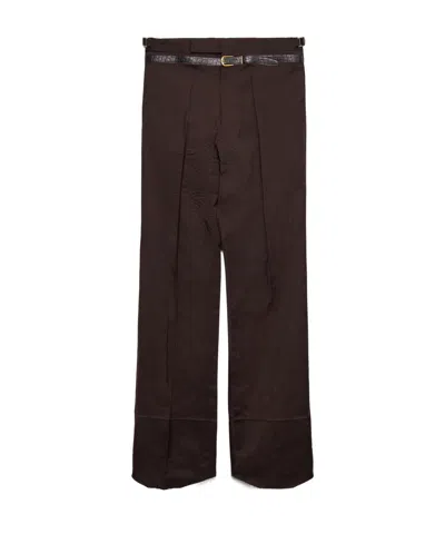 Prada Mohair And Silk Pants With Printed Belt In Ebenholz