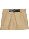 Prada Cotton-twill Belted Shorts In Neutrals