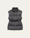 Prada Womens Grey Branded High-neck Wool-down Gilet In Black