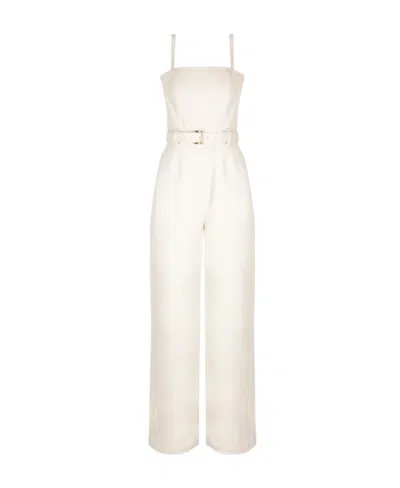 Prada Belted-waist Sleeveless Jumpsuit In Nude